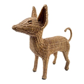 1970's Mario Lopez Torres Wicker Chihuahua Sculpture