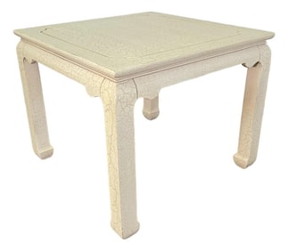Lane 1990 Ming Style Cream Enamel Crackle Finish Side Table 27"