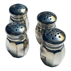 Late 20th Century Reed & Barton Sterling Silver Individual Salt & Pepper Shakers- Set of 4