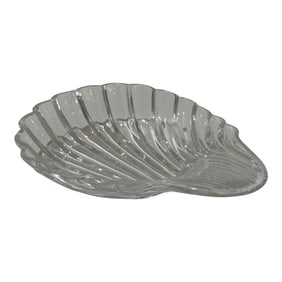 Mid 20th Century Baccarat Crystal Shell Dish – Clear Ribbed Scallop Trinket Bowl –