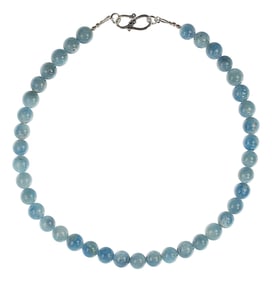 Ajd 17 Inch Translucent Medium/Dark Blue Aquamarine Necklace