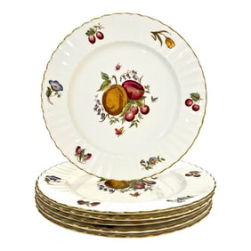 1960s Royal Worcester Delecta - Ribbed Warmstry Dinner Plates - Set of Six