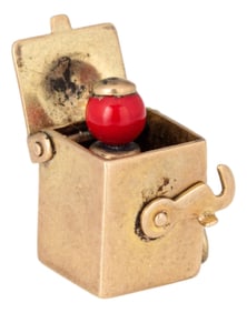 Vintage Jack in the Box Charm 10k Yellow Gold Pop Up Pendant Estate Jewelry