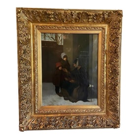 19th-Century Belgian Academic Realist Style Painting, by Charles De Groux, Depicting a Tender Domest