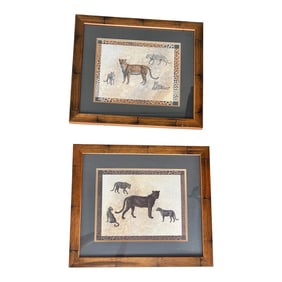 Vintage Framed Art Prints of Leopards - Pair - 2