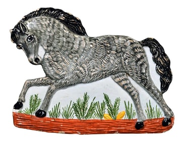 Continental Faience Plaque in the From of a Horse, Probably Rorstrand