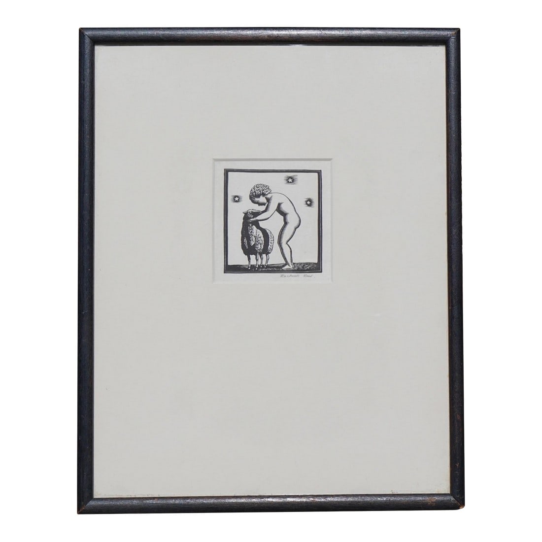 Rockwell Kent "Child and Lamb," 1926 Signed Woodcut – Kennedy & Co. Rare Prints, DBJ 11: Exquisite signed woodcut by renowned American artist Rockwell Kent (1882–1971), titled Child and Lamb. Created in 1926 and published by Kennedy & Co. Rare Prints, New York, this work is catalogued a