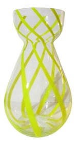 1970s Vintage Large Yellow Stripe Vase