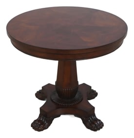 Henredon Mahogany Round Lion Claw Pedestal End Table
