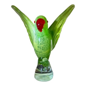 Vivid Murano Multi-Green Color With Red Beak Macaw Bird