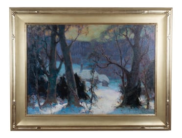 Winter Landscape Oil Painting by John Fabian Carlson, 1920's