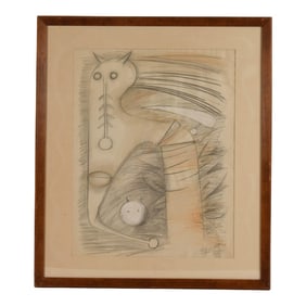 Framed Signed Roberto Matta "Untitled" Mix Media
