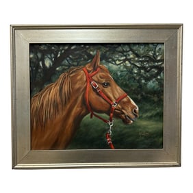 Original Oil Painting of of a Kind Chestnut Horse 16" X 20 " 1995