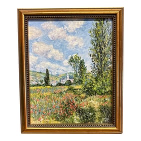 1980s Claude Monet's Path in the Ile Staint- Martin Vitheuil by Carol Duncan Original Oil on Board