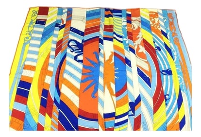 Le Carre Hermès Scarf Cashmere Silk Made in France Vibrant Colors