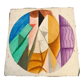 1950s Edward Wasser (1920-2003, American) Geometric Abstract on Canvas 21x21