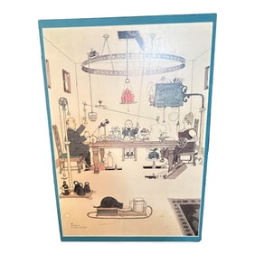 1960s W Heath Robinson How to Dispense With Servants in the Dining Room Print 33x21