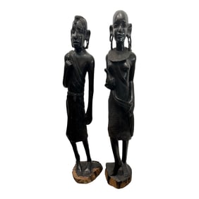 1950s Maasai Figures From Tanzania, African Blackwood (Pair)