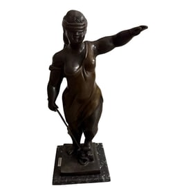 Lady Justice Large Solid Bronze Sculpture 23" Tall 19th Century Rare