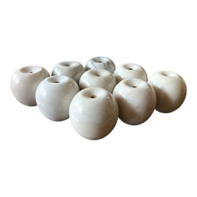 1990s Collection of Solid White Marble Apples - Set of 9