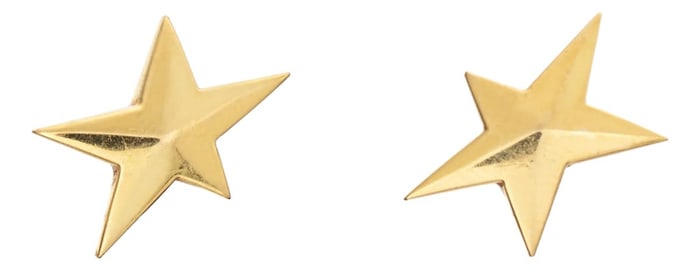 C1983 Tiffany & Co Star Earrings 18k Yellow Gold Studs Fine Signed Jewelry, A Pair