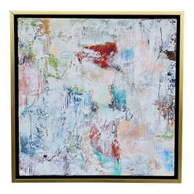 Jewel Tones Abstract Oil and Cold Wax Painting by Laurie MacMillan, Framed