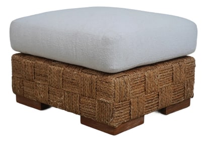 Ralph Lauren Wicker Woven Upholstered Stool