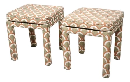 Pr. Postmodern Hollywood Regency Parsons Stools Benches Made in the U S a C. 1970's