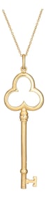 Mid 20th Century Tiffany & Co Trefoil Key Pendant & Necklace 18k Yellow Gold Signed Jewelry