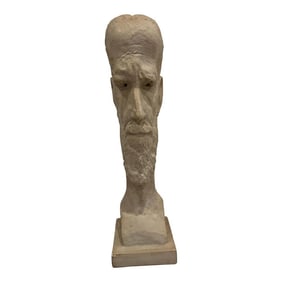Superb Giacometti-Style 1953 Plaster Portrait Bust Signed A. Schor