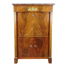 19th Century French Empire Secretary. Secretaire Ã€ Abbattant. Mahogany and Gold