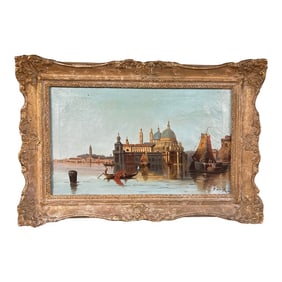 Late 19th Century Pair of Venetian Harbor Paintings "” Attributed to Karl Kaufmann (F.