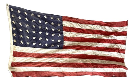 Vintage Early 1900s 48-Star American Flag – Sewn Cotton – Pre-1959 – 56" X 33"