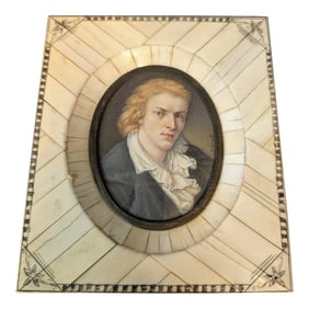 19th Century Miniature Painting of a Young Man - Signed