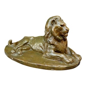 Late 19th Century Recumbent Lion Bronze