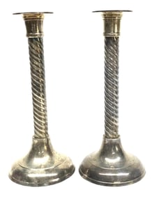 Vintage Silver-Plated Candle Holders - a Pair