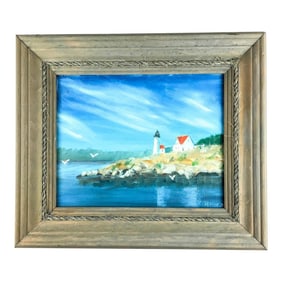 Mid Century Artisan Oil Painting Camden Maine