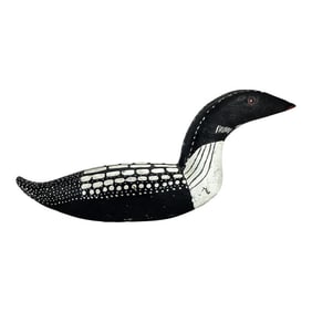 Vintage Wood Carved Folk Art Duck Statue Decoy