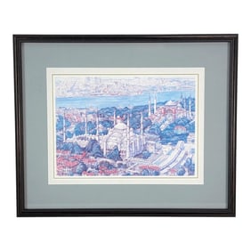 Suleymaniye Mosque Istanbul Watercolor Print Signed & Framed