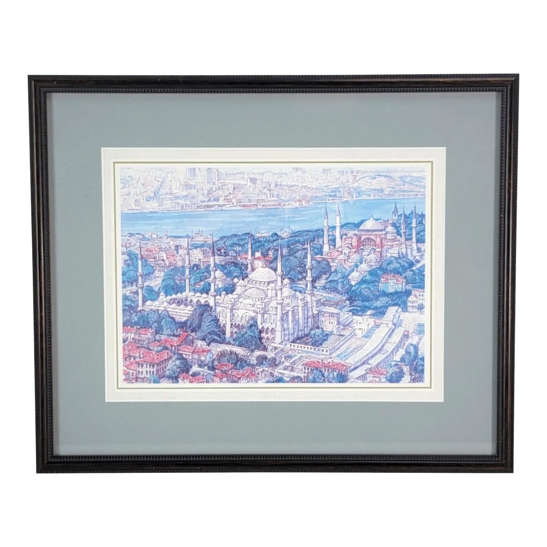 Suleymaniye Mosque Istanbul Watercolor Print Signed & Framed (1 of 10)