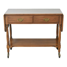 1970s Henkel Harris Mahogany Sideboard Serving Drop Leaf Table on Casters #29 Stain