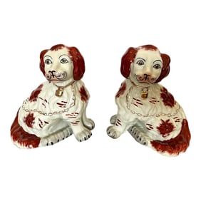 Vintage Pair of King Charles Staffordshire Red Spaniels