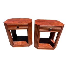 Vintage 1975 Split Bamboo Side Tables-A Pair