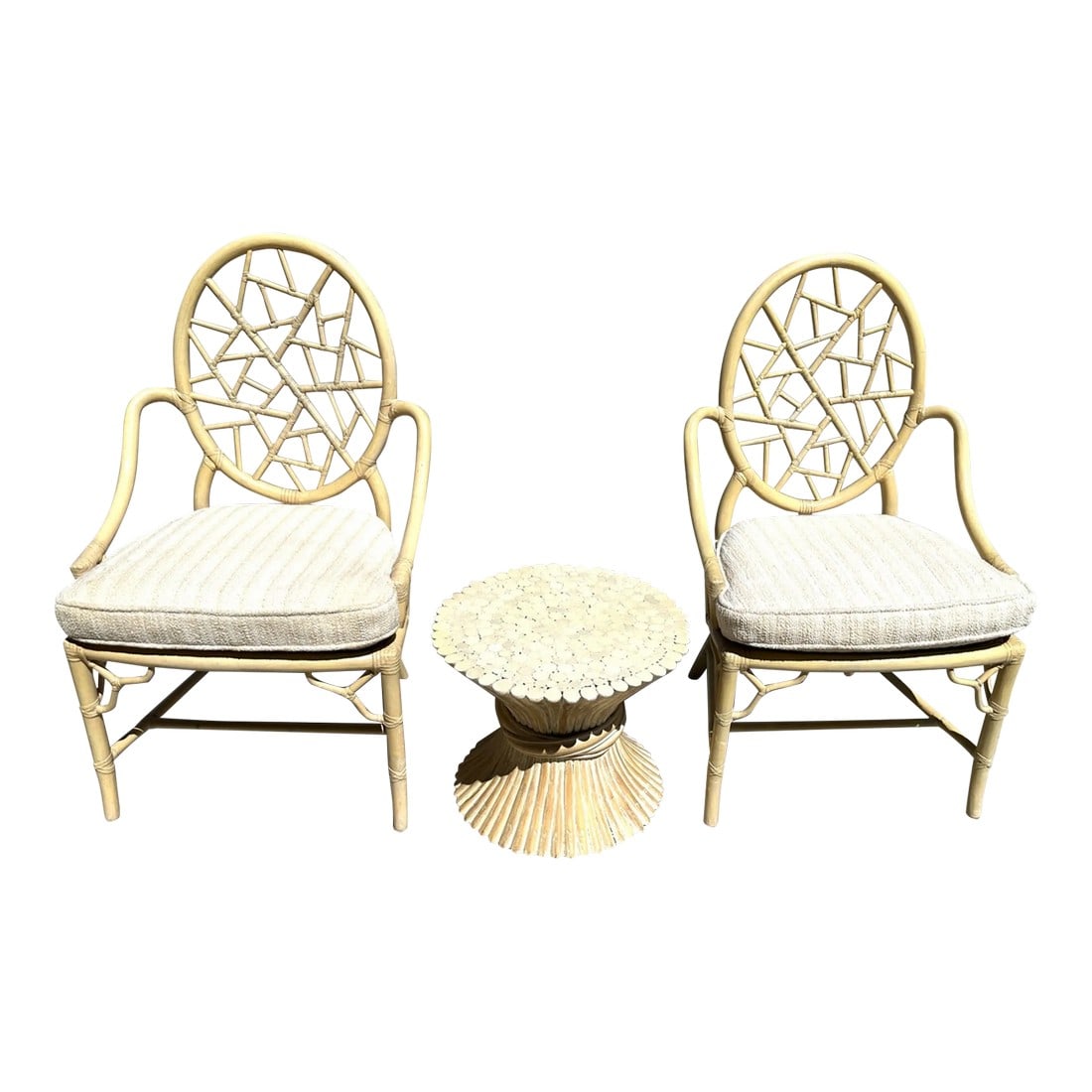 Vintage McGuire Pair of 2 Chinese Chippendale "Cracked Ice" Rattan/Caned Chairs (1 of 10)