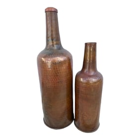 Vintage Hammered Copper Decor Bottles-A Pair