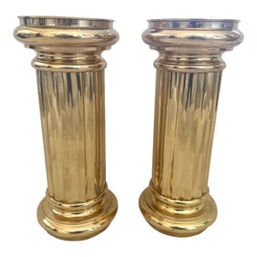 Brass Roman Doric Column Candle Holders-A Pair