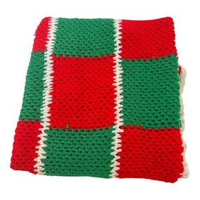 Vintage Hand Made Crochet Holiday Throw Blanket