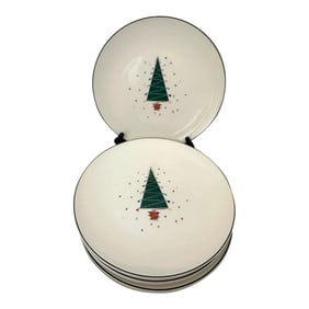 Vintage MCM Edwin Knowles Set of 8 Christmas Tree Dinner Plates