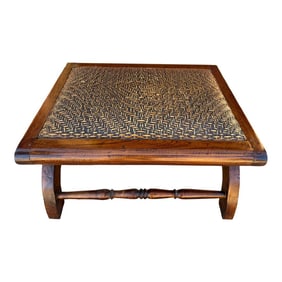 Indonesian Wood/Rattan Foot Stool