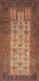 Antique Shirvan Ivory/Brown Area Rug - 2"²7"³ Ã— 5"²5"³